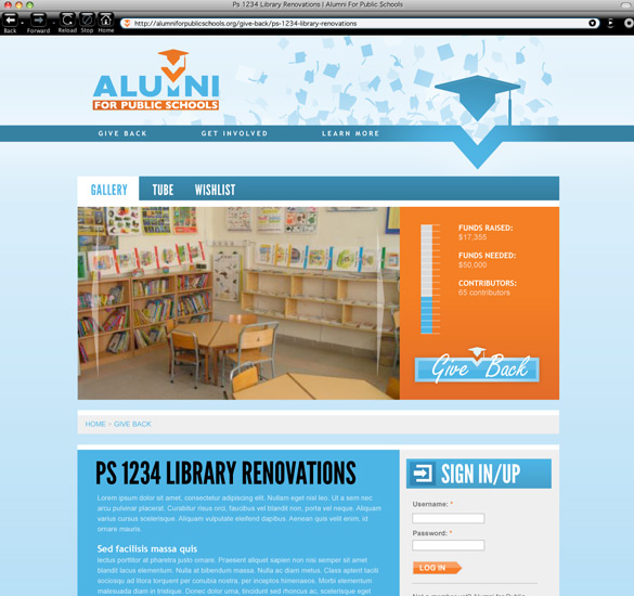 Alumni for Public Schools Site - Project Page